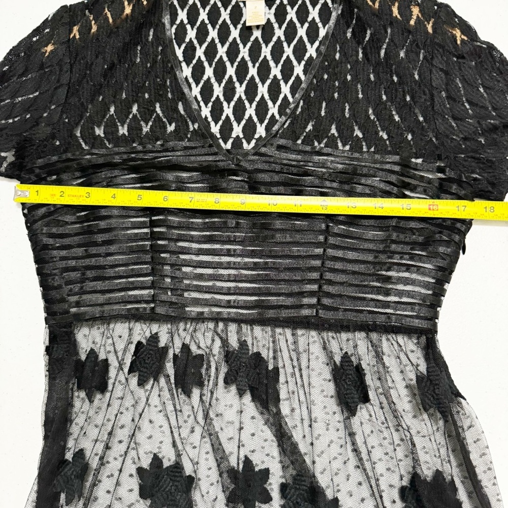 Sundance Black V Neck Sheer Lace Dress 2 - Picture 7 of 10